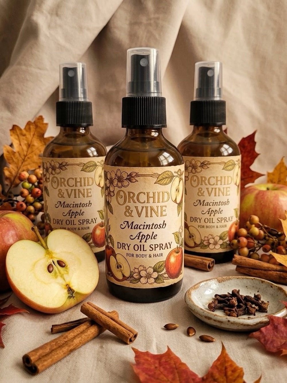 Orchid & Vine Macintosh Apple Dry Oil Body & Hair Skin Nutrition